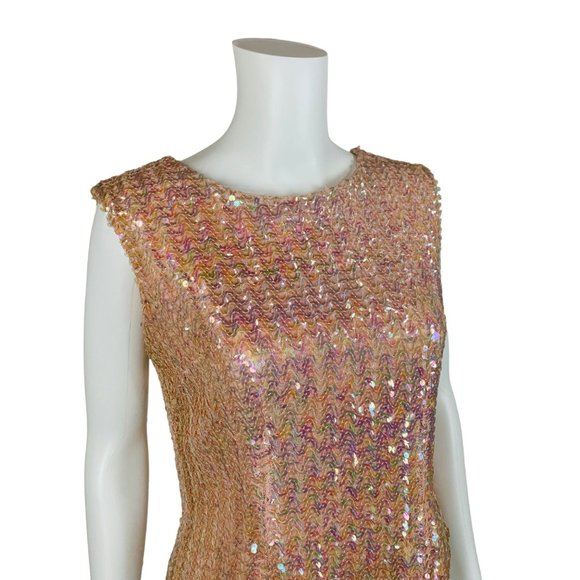 Vintage 50s Pink Sequin Sleeveless Top Glamorous Evening Tank B 36" - Picture 4 of 10